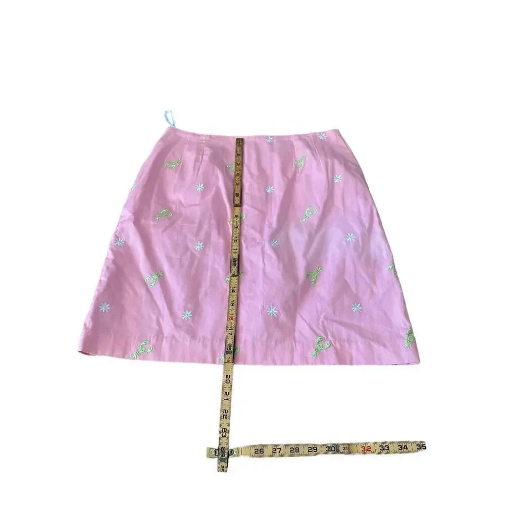 Vintage Lilly Pulitzer Women's pink lobster daisy Skirt Size 10